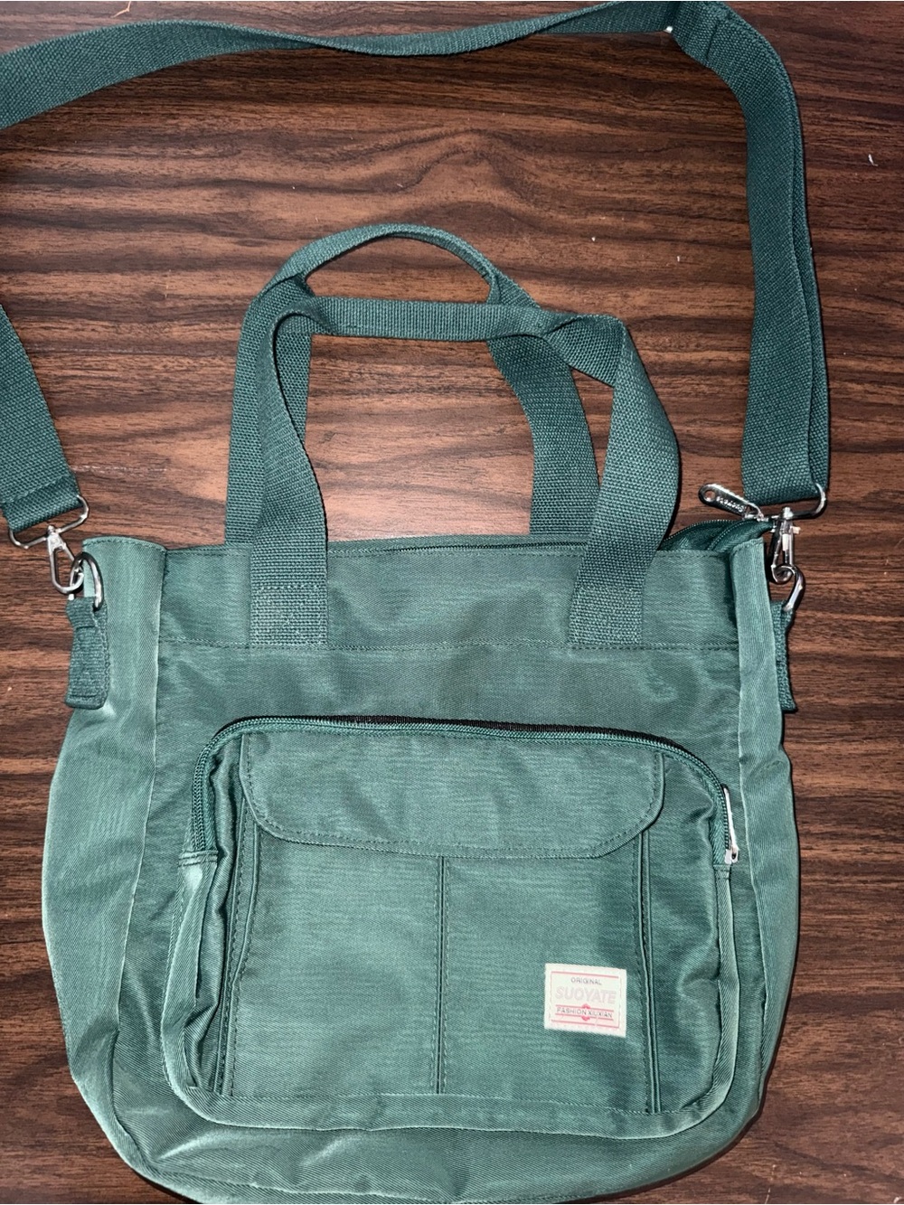 Green Canvas Woman’s Crossbody Tote Bag - Suoyate